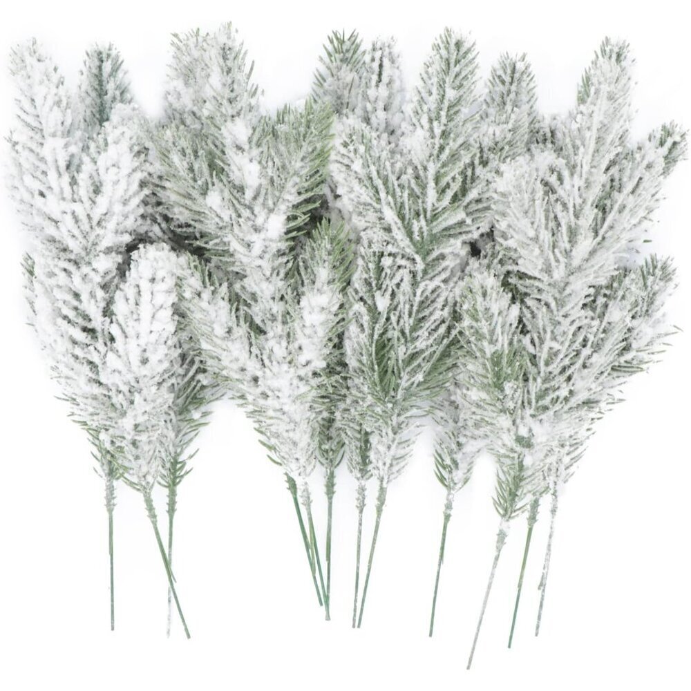 10-Inch Artificial White Pine Picks - 14 Pcs for Winter Wonderland